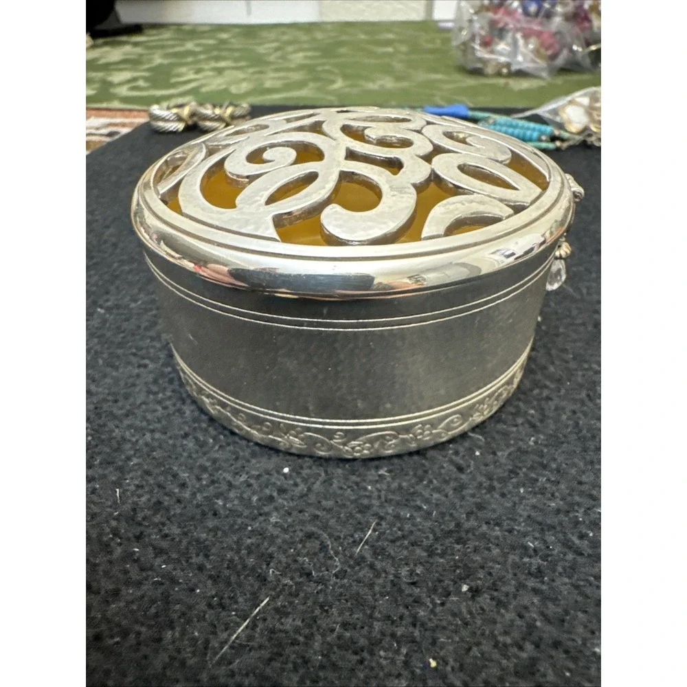 BRIGHTON Skribbel Trinket Box Silver Toned Round 3